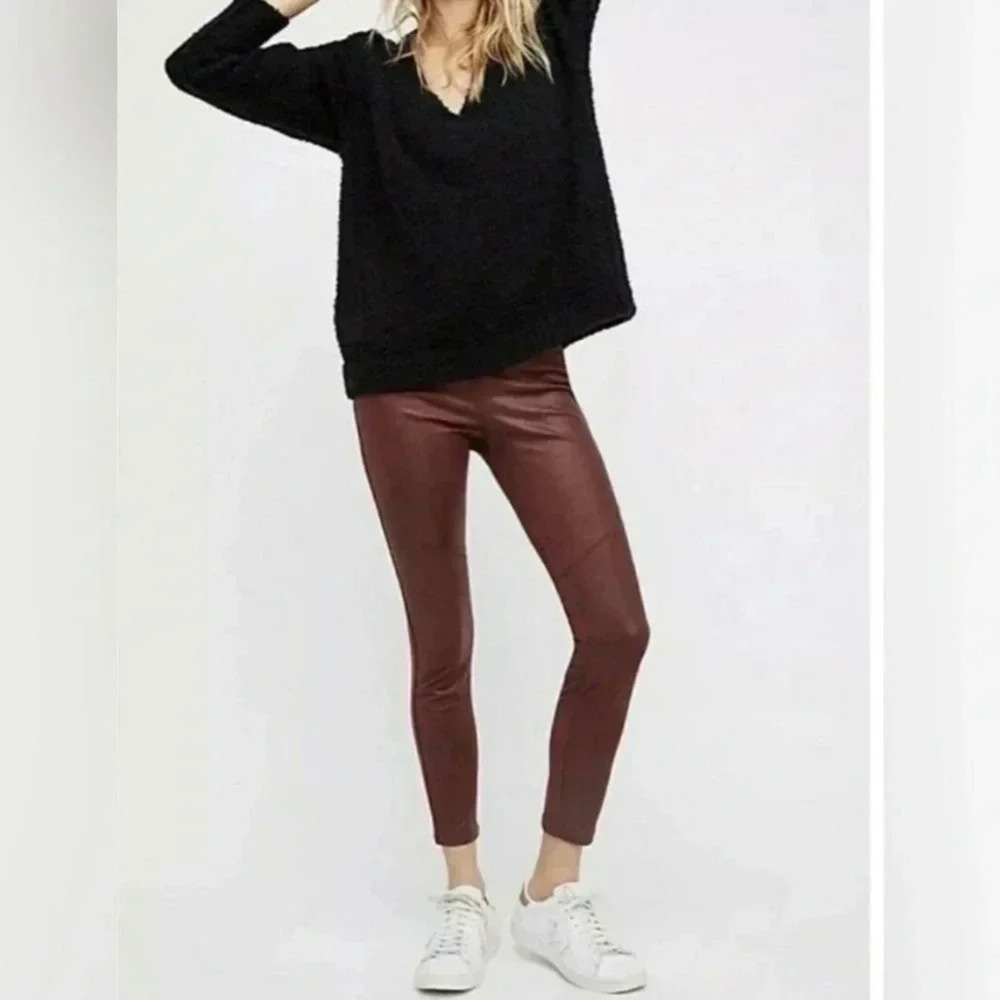 Free‎ People Wine Purple Midnight Faux Suede Leggings Size 27